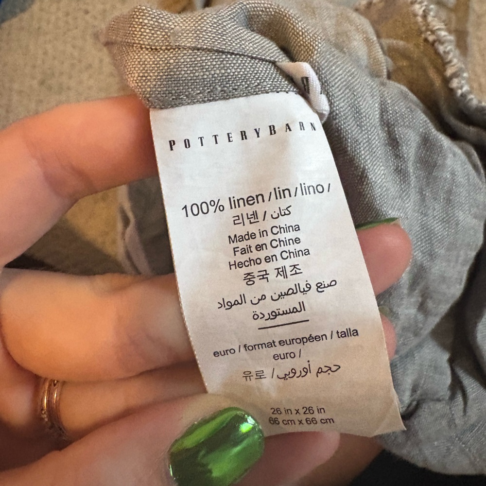 Pottery Barn Soft Gray Linen Euro Sham - Picture 2 of 2